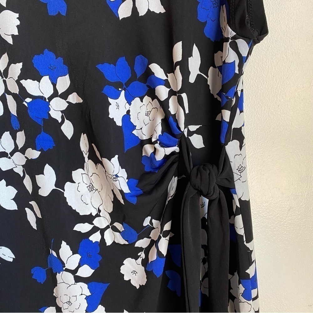 Motherhood Maternity Black/ Blue/ White Floral Side-Tie Knit Dress Size XL - Picture 7 of 11